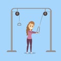 Sport woman doing arm exercise in the gym