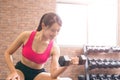 Sport woman with dumbbell Royalty Free Stock Photo