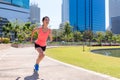Sport Woman running in benjakitti park in Bangkok Royalty Free Stock Photo