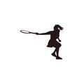 sport woman swing his tennis racket horizontally to reach the ball silhouette - tennis athlete forehand swing cartoon silhouette