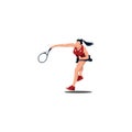 sport woman swing his tennis racket to smash the ball - tennis athlete cartoon smashing the ball