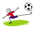 A cartoon man juggles a soccer ball. Football / Soccer. Vector graphics.