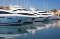 sport yachts moored at the pier on a sunny day Royalty Free Stock Photo
