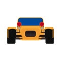 Sport yellow car front view vector transportation. Speed vehicle race power concept. Expensive model cartoon flat retro exotic