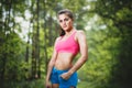 Sport young beautiful woman in fitness wear