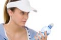 Sport - young woman fitness outfit water bottle Royalty Free Stock Photo