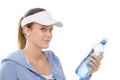 Sport - young woman fitness outfit water bottle