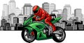 sportbike racer riding fast vector illustration design