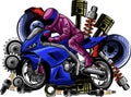 sportbike racer riding fast vector illustration design