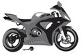 Sportbike silhouette, transport for speed and extreme sports, motocross. Motorcycle, sports body kit, monochrome vector Royalty Free Stock Photo