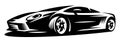 Sportcar. Element for design. Monochrome vector illustration. White background