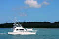 Sportfisherman boat on water Royalty Free Stock Photo