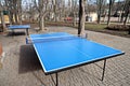 Sporting equipment. Tennis table in the city park.Odessa, Ukraine.