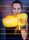 Sportish woman in boxing gloves Royalty Free Stock Photo