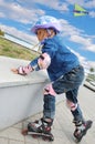 sportive childhood on inline skates Royalty Free Stock Photo