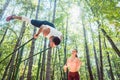 Sportive couple doing workout in outdoor gym Royalty Free Stock Photo