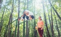 Sportive couple doing workout in outdoor gym Royalty Free Stock Photo