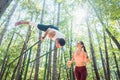 Sportive couple doing workout in outdoor gym Royalty Free Stock Photo