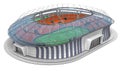 Sportive football stadium with transparent roof