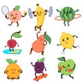 Sportive fruits active lifestyle of vegetables sports vector