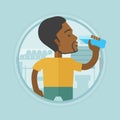 Sportive man drinking water vector illustration.