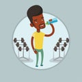 Sportive man drinking water vector illustration.