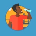 Sportive man drinking water vector illustration.