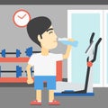 Sportive man drinking water vector illustration.