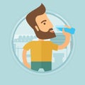 Sportive man drinking water vector illustration.