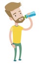 Sportive man drinking water vector illustration.