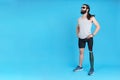 Sportive man with sunglasses standing with a prosthetic leg Royalty Free Stock Photo