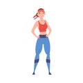 Sportive Slim Young Woman Wearing Sports Outfit, Girl after Weight Loss Cartoon Vector Illustration on White Background