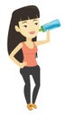 Sportive woman drinking water vector illustration.