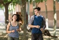 Sportive young couple running outdoor Royalty Free Stock Photo