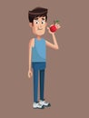 sportman with fruit apple Royalty Free Stock Photo