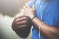 Sportman Sportwoman Podcast Playlist Athlete Concept Royalty Free Stock Photo