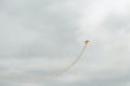 The sports airplane performs aerobatics figures in the sky