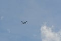 sports airplane small passing blue sky germany