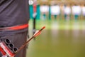 sports archery at the shooting range, competition for the most points to win the cup Royalty Free Stock Photo