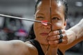 sports archery at the shooting range, competition for the most points to win the cup Royalty Free Stock Photo