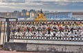 Sports arena Nizhny Novgorod and Alexander Nevsky church. Color photo. Royalty Free Stock Photo