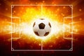 Sports background - burning soccer ball