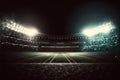 Sports background in night. Football, Cricket stadium in a defocused 3d lighting background. Generative AI Royalty Free Stock Photo