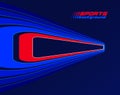 Sports background vector abstract lines in 3D dimensional rotation, dark red and blue dynamic layout for sport games or racing and