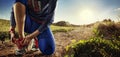 Sport background. Young woman runner resting. Royalty Free Stock Photo