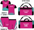 Sports Backpacks bags custom design mock ups templates illustration front and back view drif ir shirt and shorts