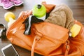 Sports bag with sports equipment Royalty Free Stock Photo