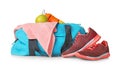 Sports bag and gym equipment Royalty Free Stock Photo