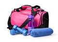 Sports bag with sports equipment Royalty Free Stock Photo