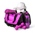 Sports bag with sports equipment Royalty Free Stock Photo